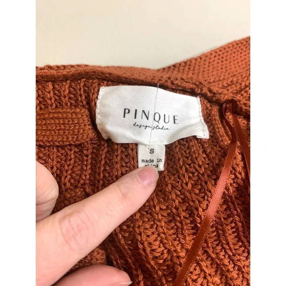 Stitch Fix Rust Open Front Cardigan Sweater With Lace-Up Detal Size Small - Picture 7 of 10